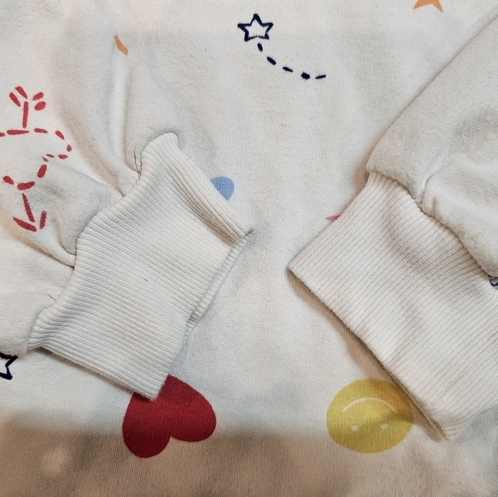 Old Navy Kids XL 14–16 Sweatshirt Mock Neck Cream Heart Star Print Pullover